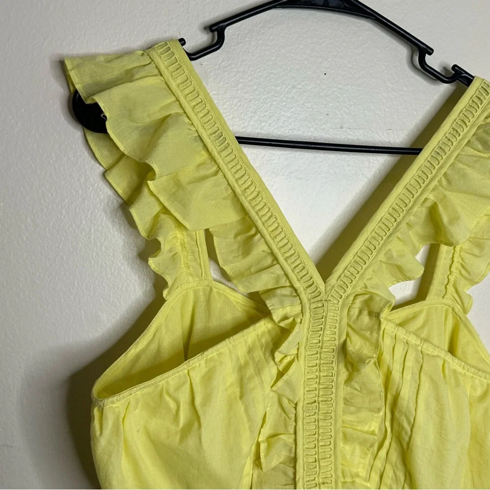 Tularosa‎ Brit Tank Top Lemon Ruffled Flutter Sleeve Blouse size Large - Picture 3 of 6